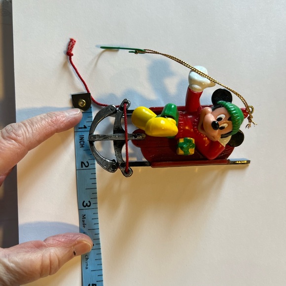 Mickey Mouse Ornament on sled. - Picture 3 of 8